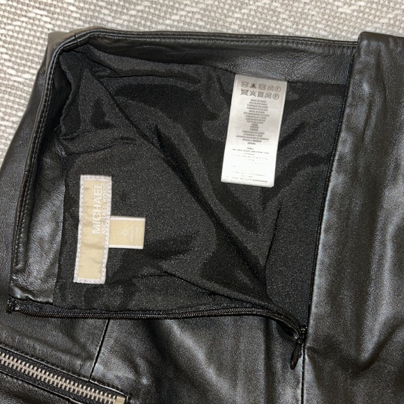 Michael Kors 100% Authentic Leather Skirt with Zippers - Picture 9 of 10